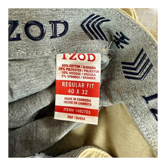 NWT IZOD Mens Regular Fit Tan Stretch Twill Pants 40 x 32 Comfort Flex Waistband - Picture 4 of 5